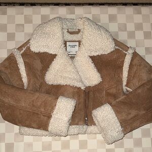 Abercrombie & Fitch Vegan Suede and Shearling Jacket
